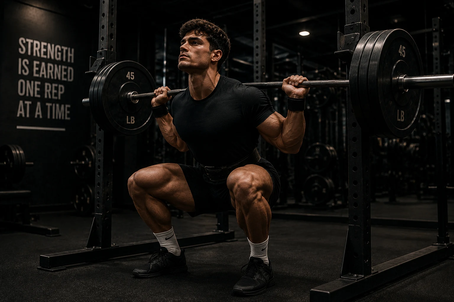 Athlete performing a barbell back squat